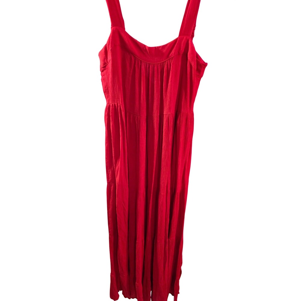 Knox Rose Red Rayon Tiered Maxi Dress Sleeveless Sweetheart Neck Medium NWT - Picture 3 of 9